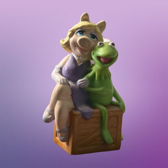 Applause THE MUPPETS 2.5" Kermit The Frog & Miss Piggy Cake Topper PVC Figurine - Picture 1 of 8